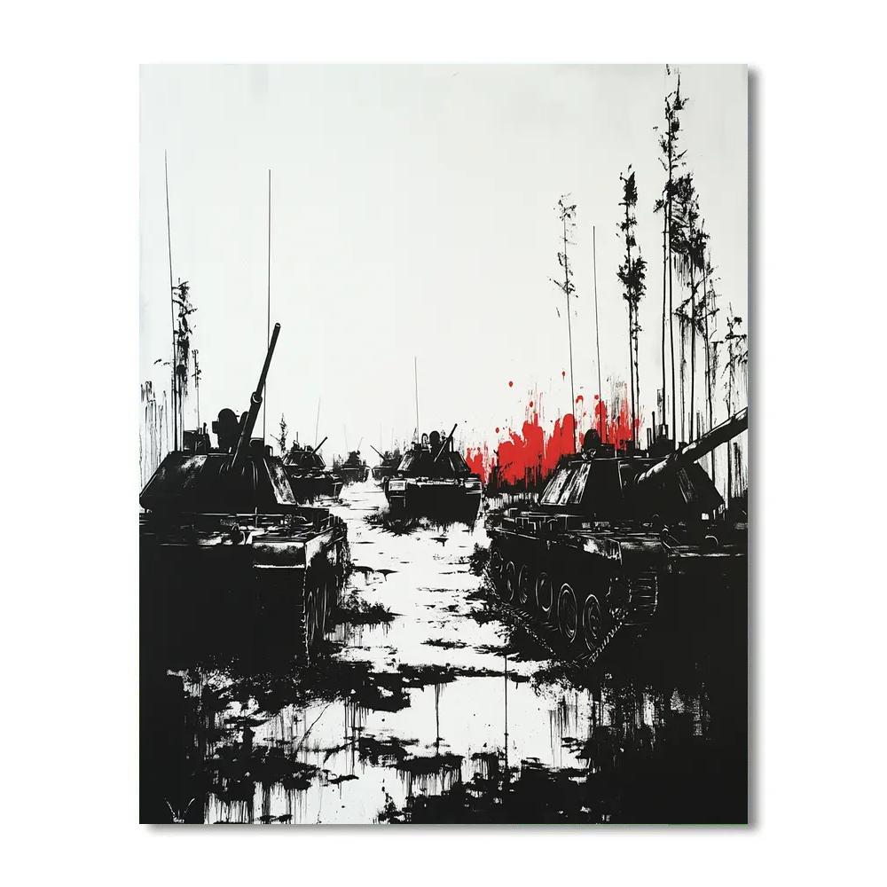 Banksy Inspired War Machines Silence Number painting