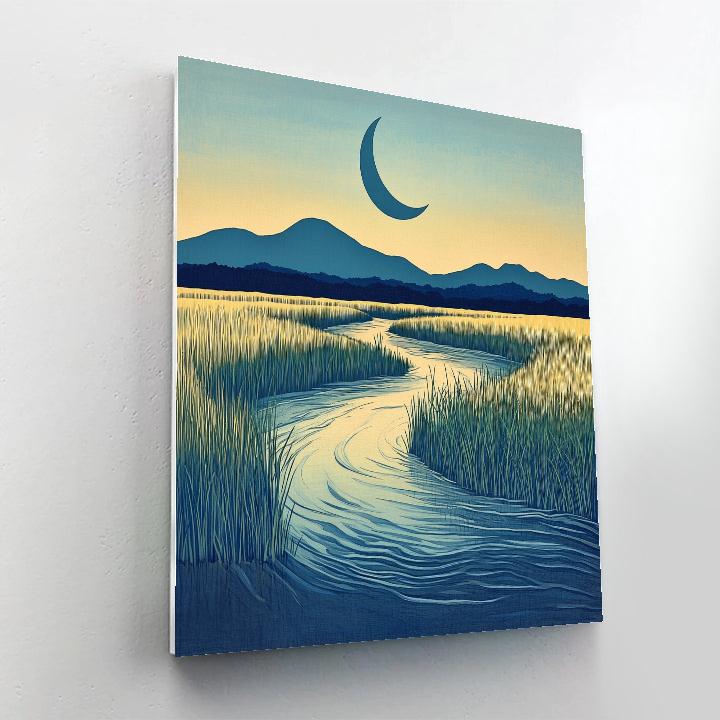Hiroshige Inspired Moonlit Delta paint by number