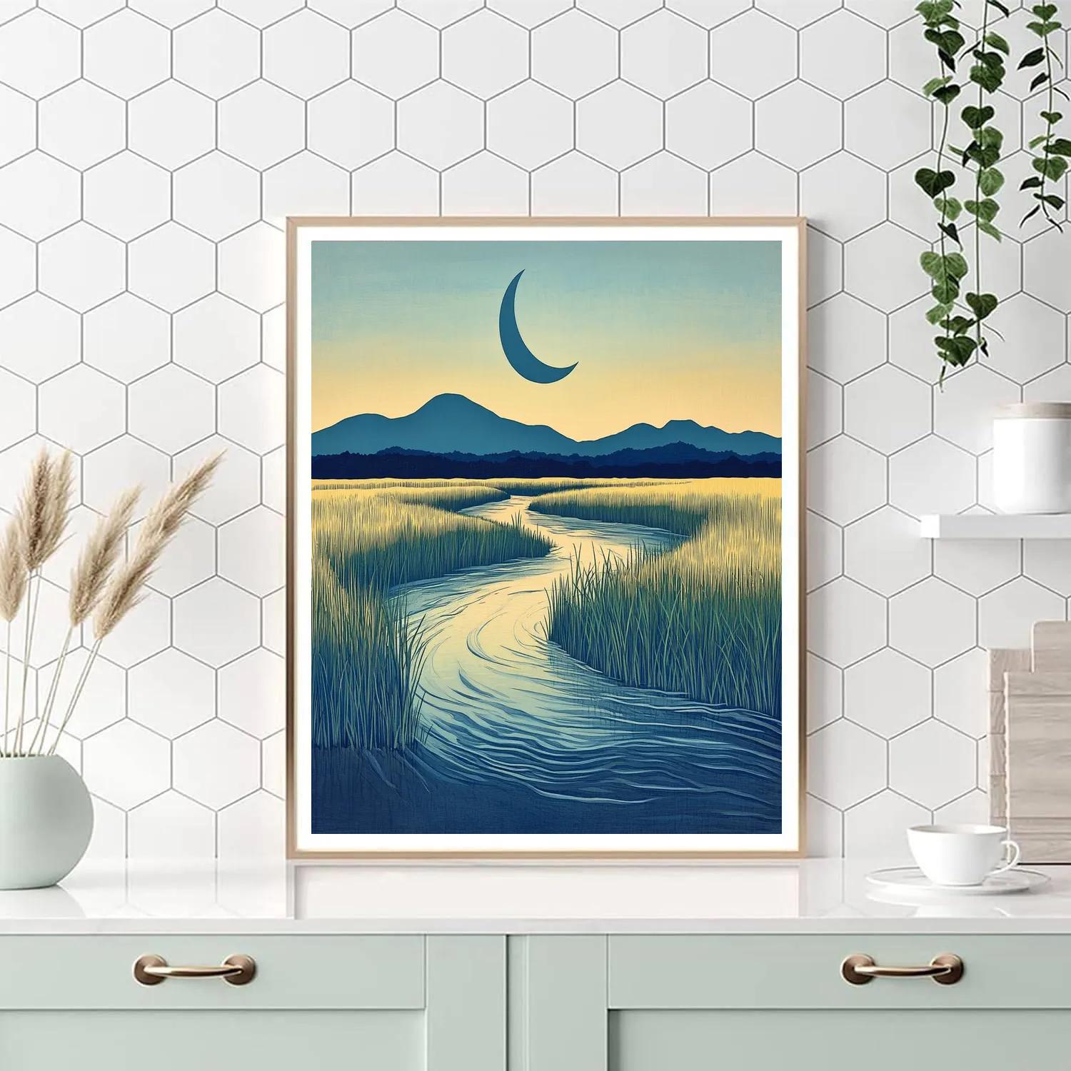 Hiroshige Inspired Moonlit Delta paint by number