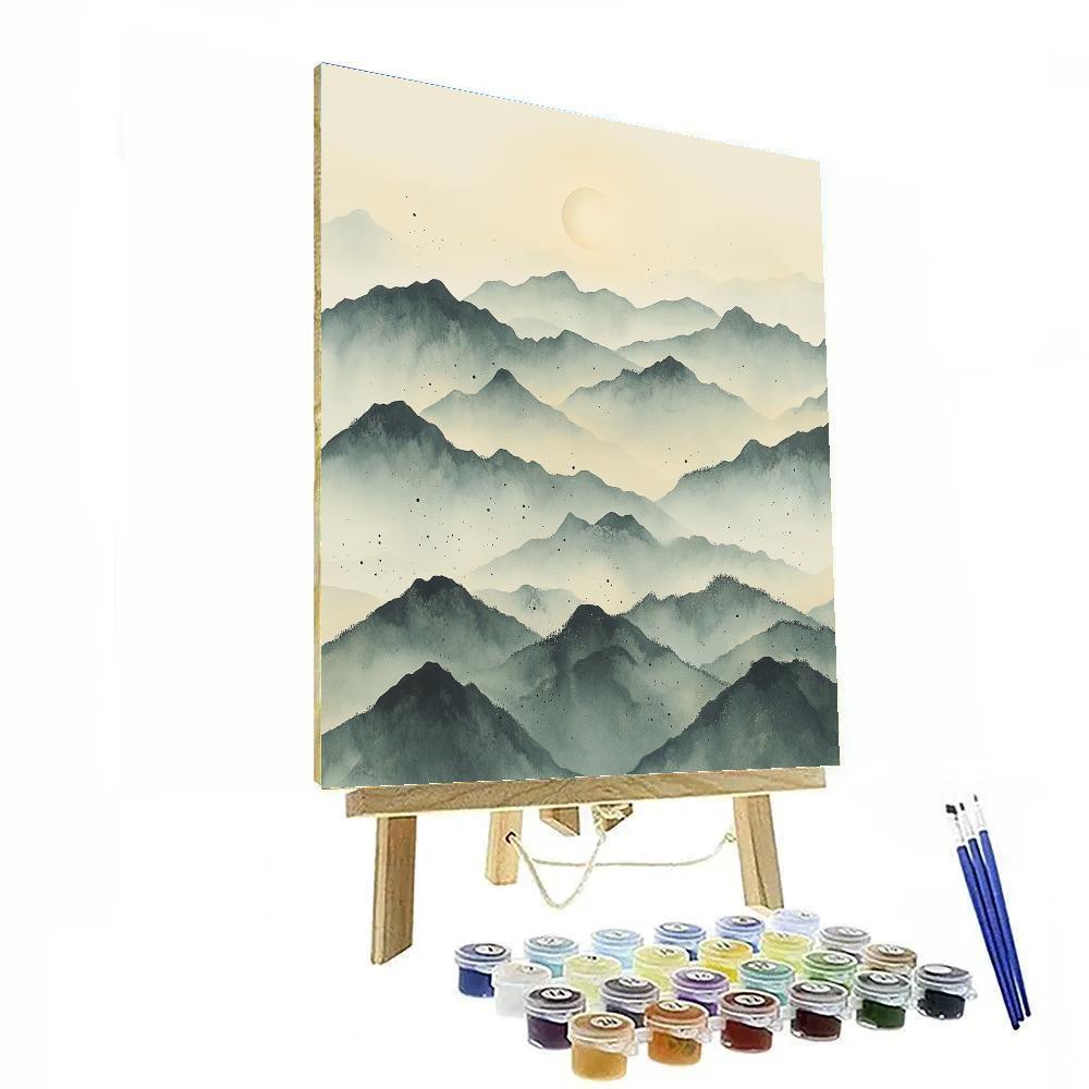 Zhao Mengfu Inspired Misty Mountain Moon Painting by numbers kit
