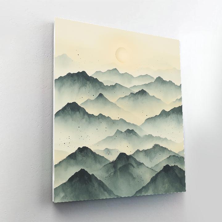 Zhao Mengfu Inspired Misty Mountain Moon Painting by numbers kit