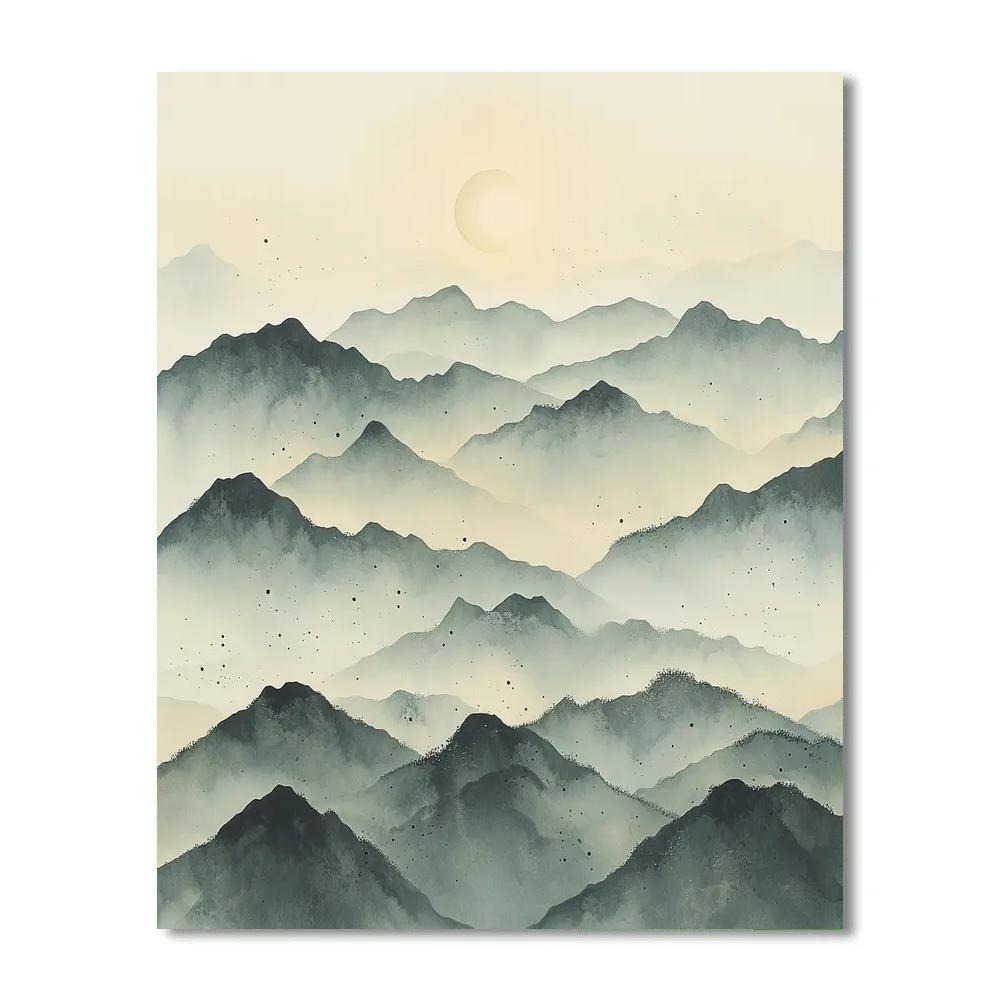 Zhao Mengfu Inspired Misty Mountain Moon Painting by numbers kit