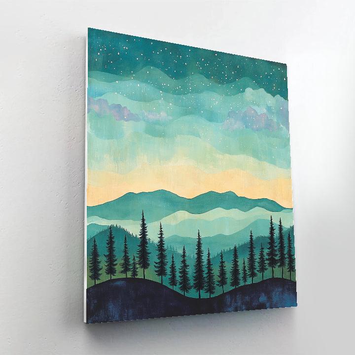 Hiroshige Inspired Nebula Pines paint by numbers