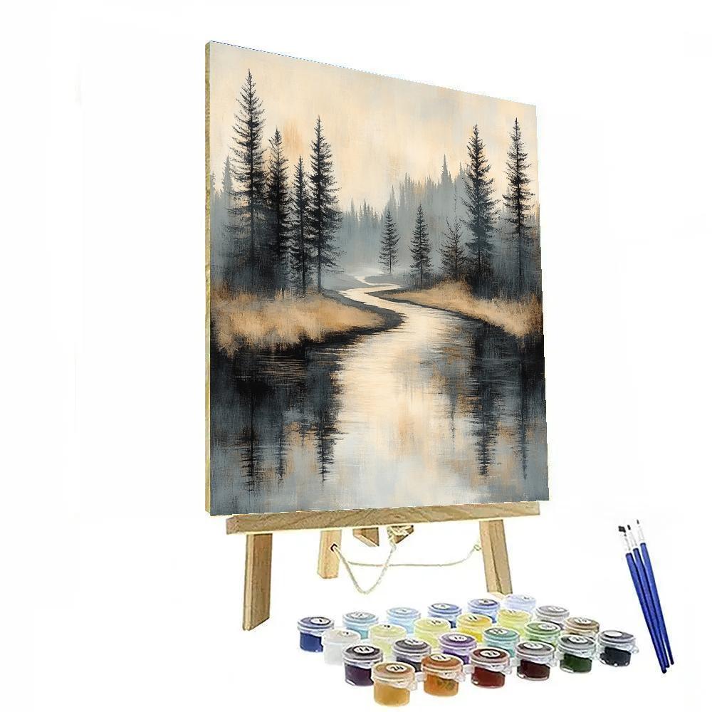 Zhao Mengfu Inspired Ancient Pine River Numbered painting kits