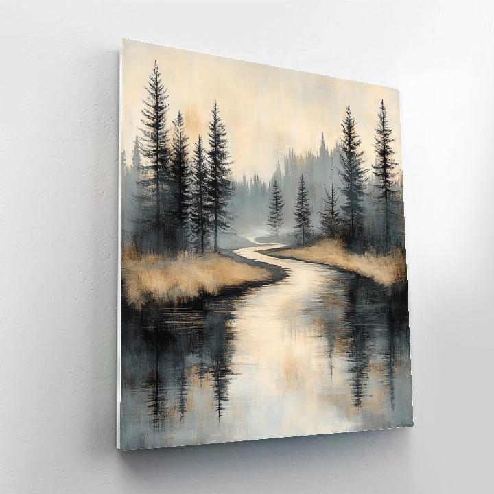 Zhao Mengfu Inspired Ancient Pine River Numbered painting kits