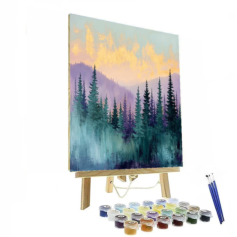 Paul Cezanne Inspired Dawn Over Pines paint by color