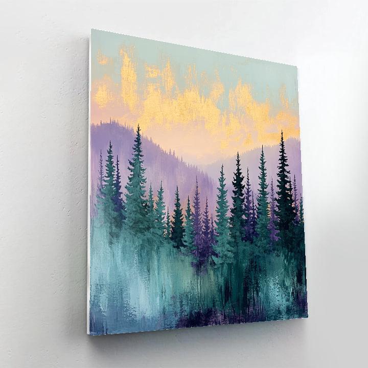 Paul Cezanne Inspired Dawn Over Pines paint by color