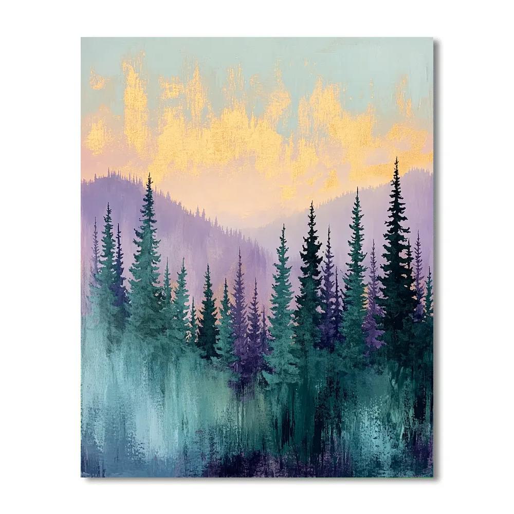 Paul Cezanne Inspired Dawn Over Pines paint by color