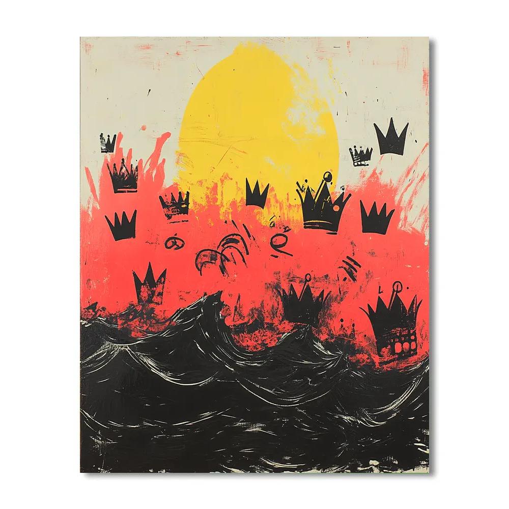 Jean-Michel Basquiat Inspired Silent Cipher Ocean painting number kit