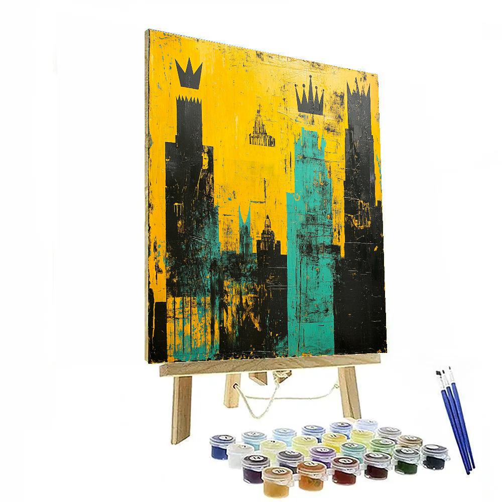 Jean-Michel Basquiat Inspired Fractured Skyline Memory paint by color