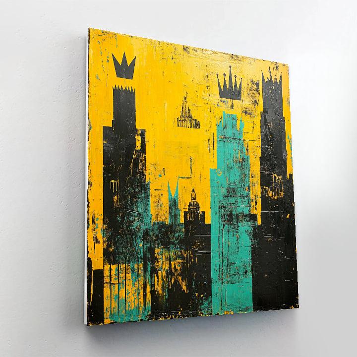 Jean-Michel Basquiat Inspired Fractured Skyline Memory paint by color