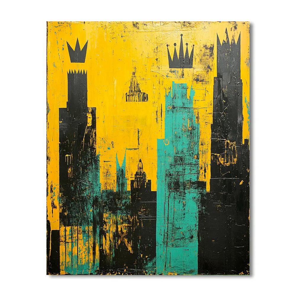 Jean-Michel Basquiat Inspired Fractured Skyline Memory paint by color