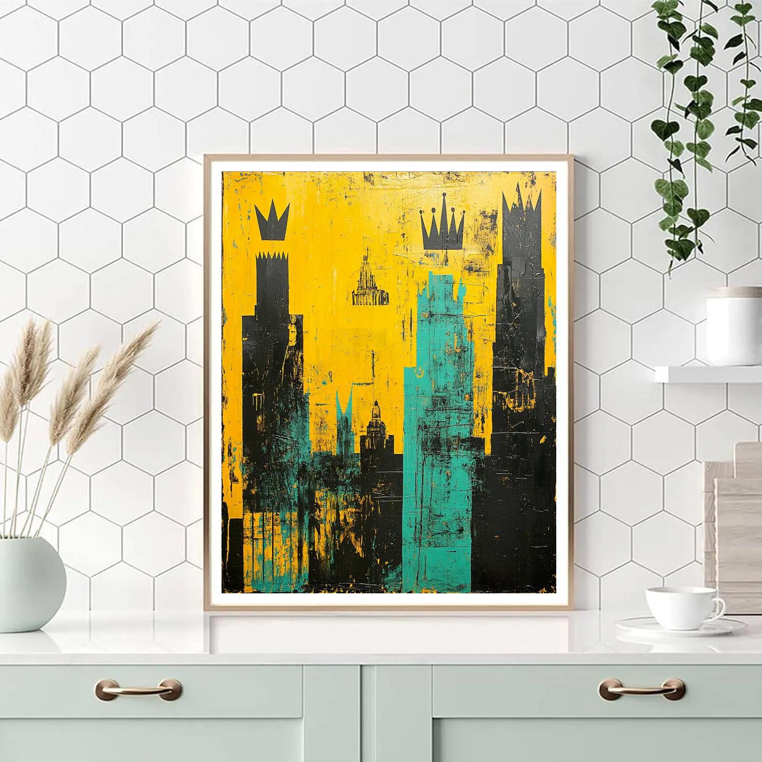 Jean-Michel Basquiat Inspired Fractured Skyline Memory paint by color