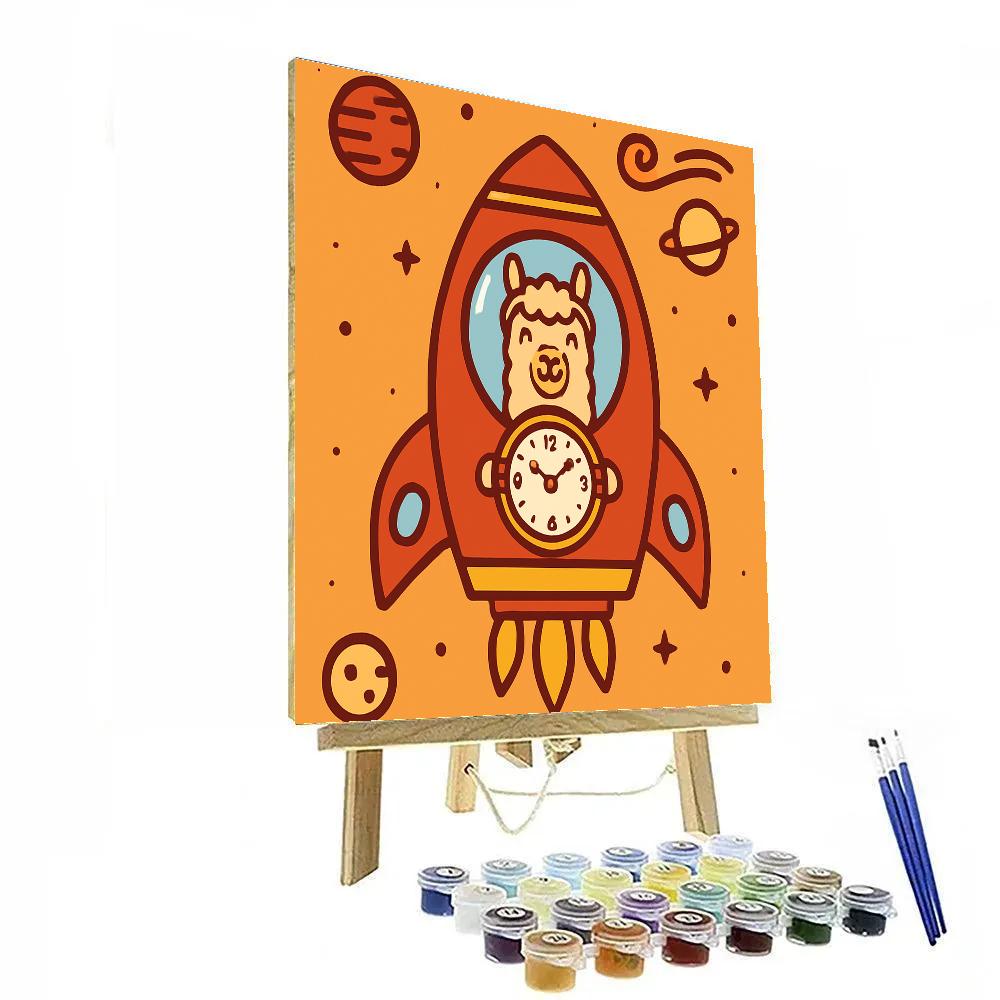 Time-Twirl Rocket Llama Number painting