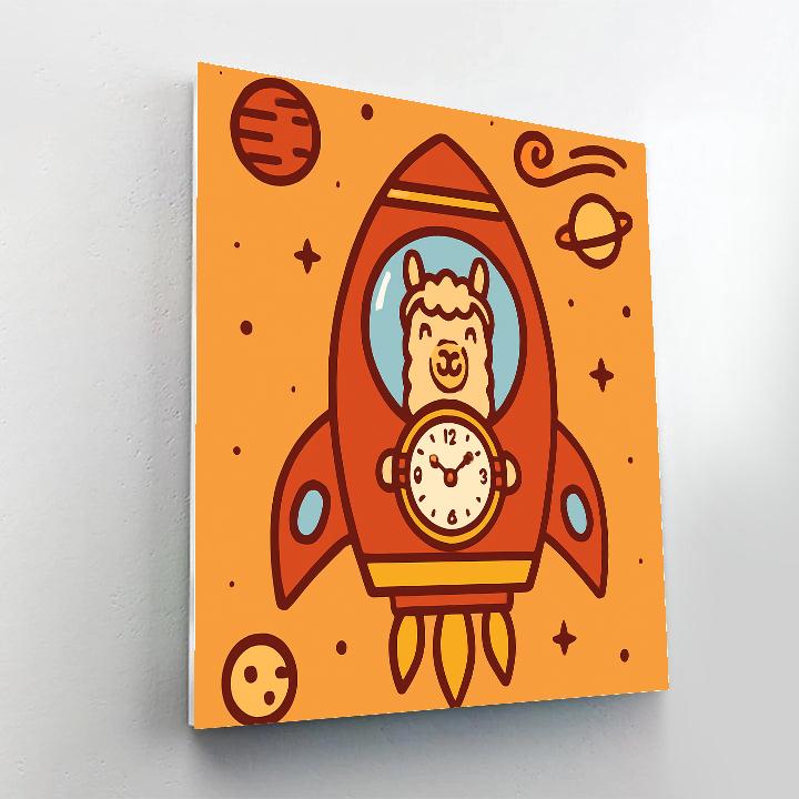 Time-Twirl Rocket Llama Number painting