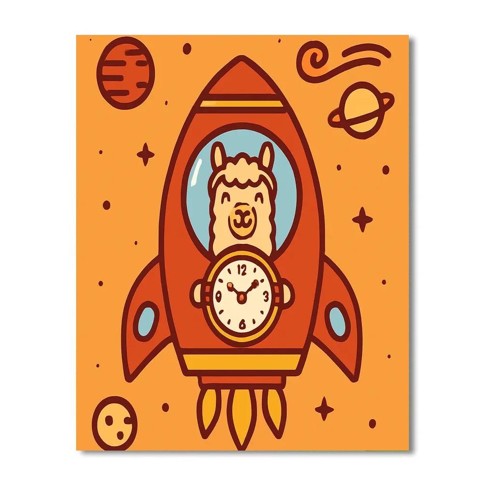 Time-Twirl Rocket Llama Number painting