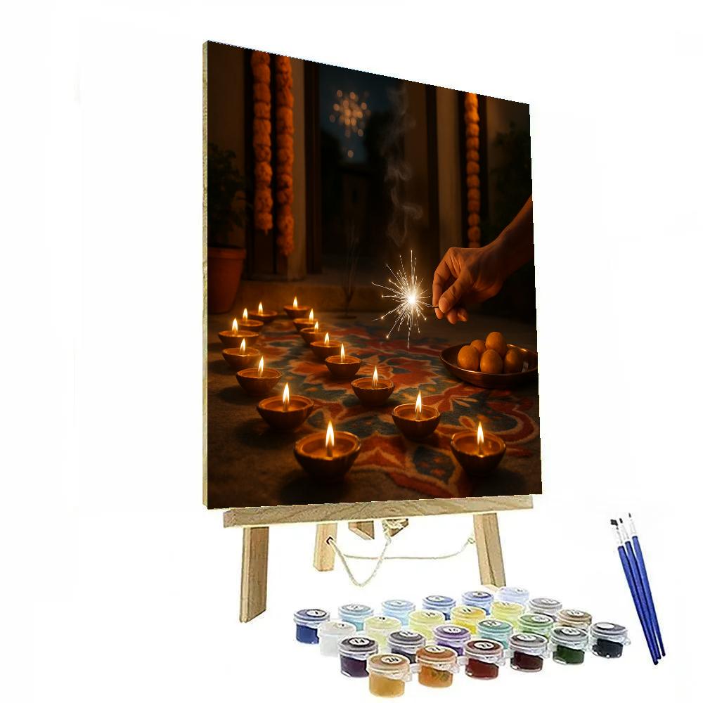 Diwali Diyas At Threshold DIY paint by numbers