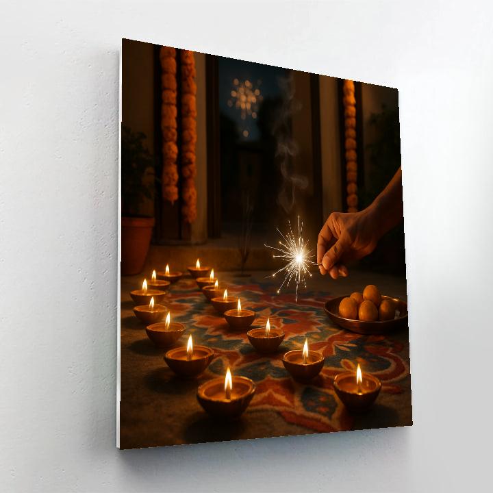 Diwali Diyas At Threshold DIY paint by numbers