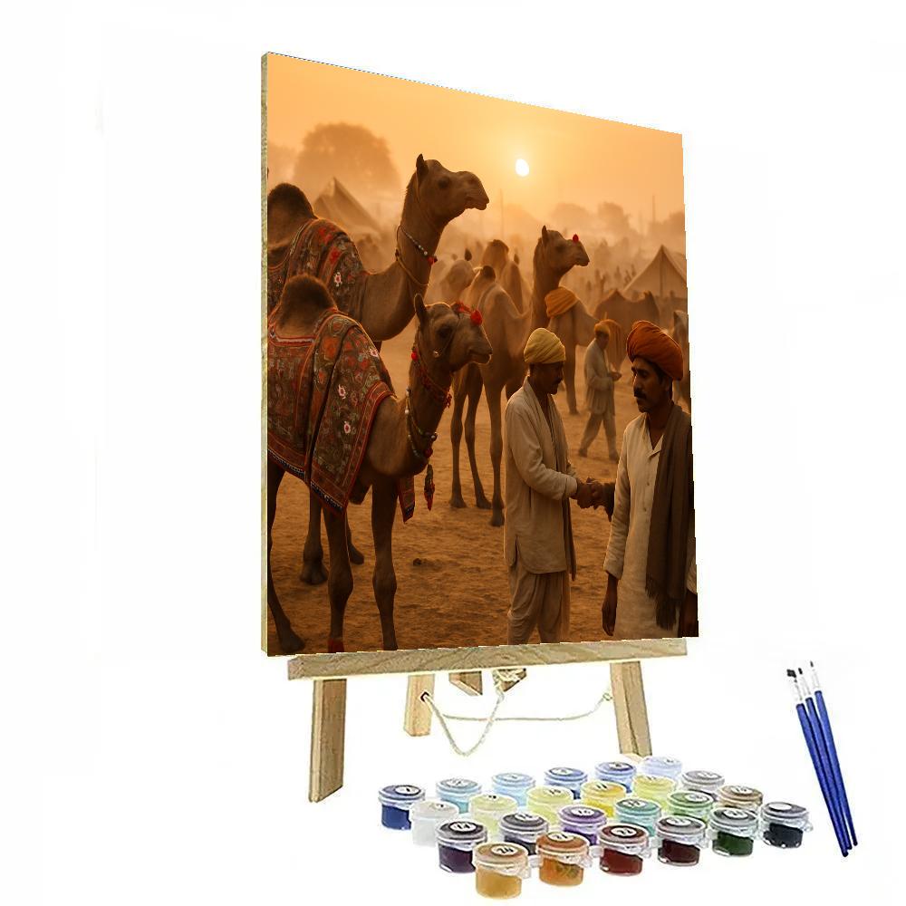 Pushkar Camel Fair Dawn Market Paint by numbers art