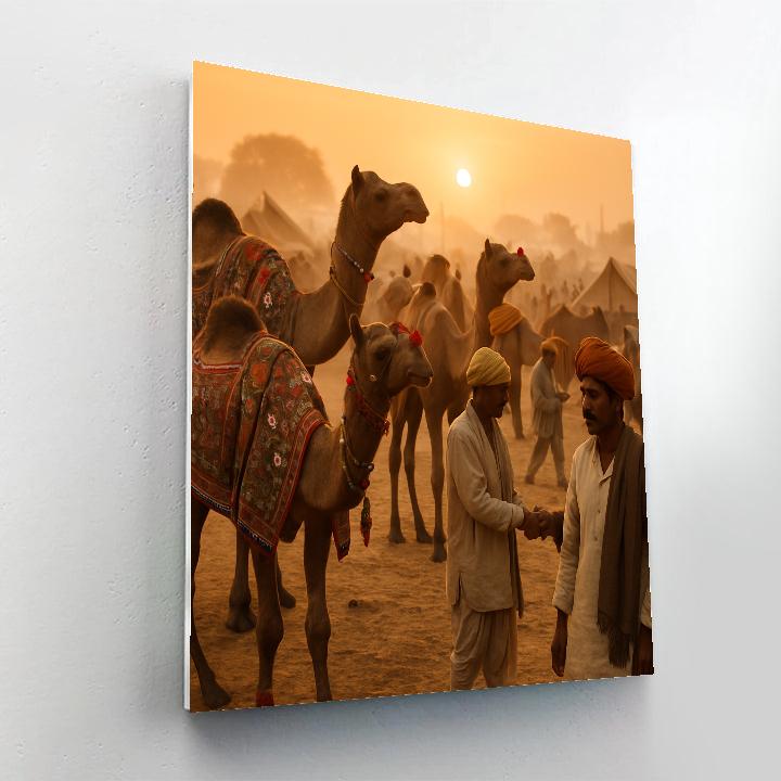 Pushkar Camel Fair Dawn Market Paint by numbers art