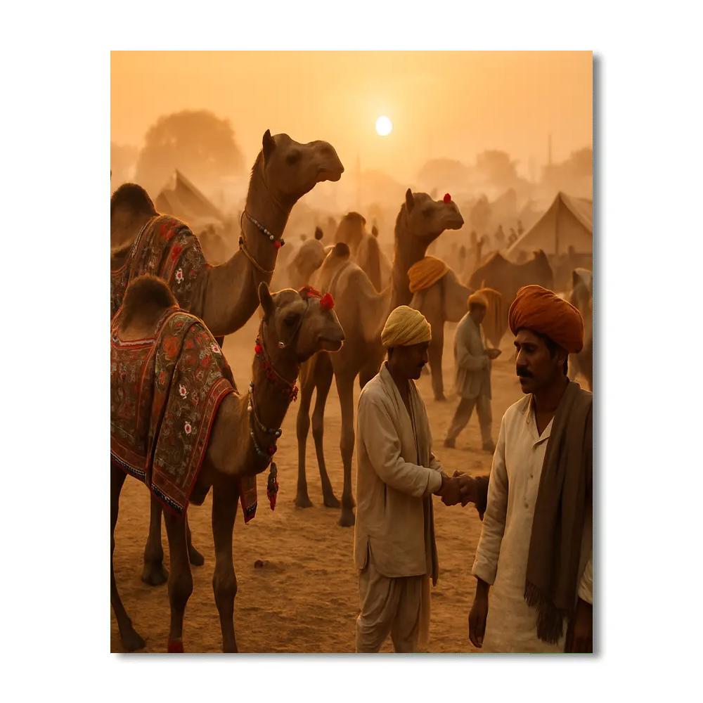 Pushkar Camel Fair Dawn Market Paint by numbers art