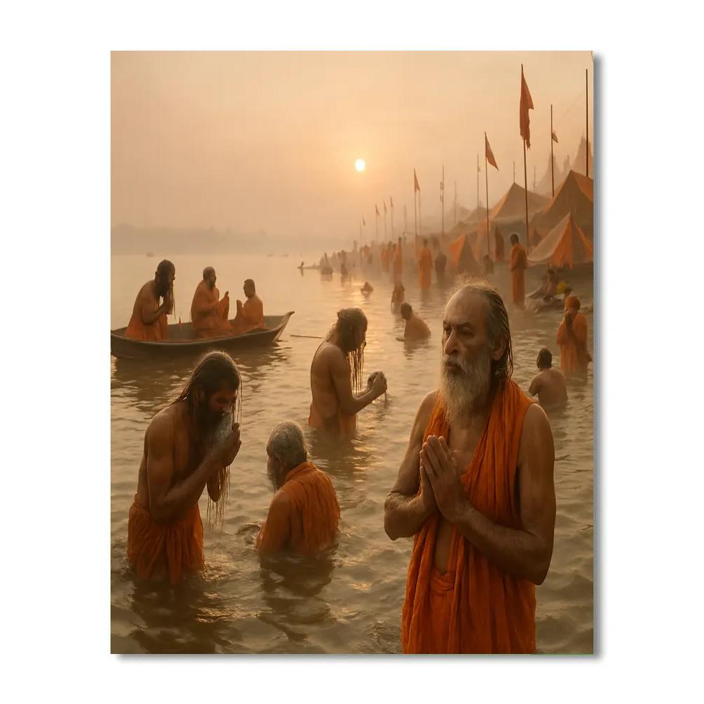 Kumbh Mela River Bath paint by color
