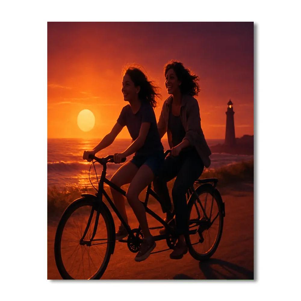 Sunset Bike Tandem Ride DIY paint by numbers