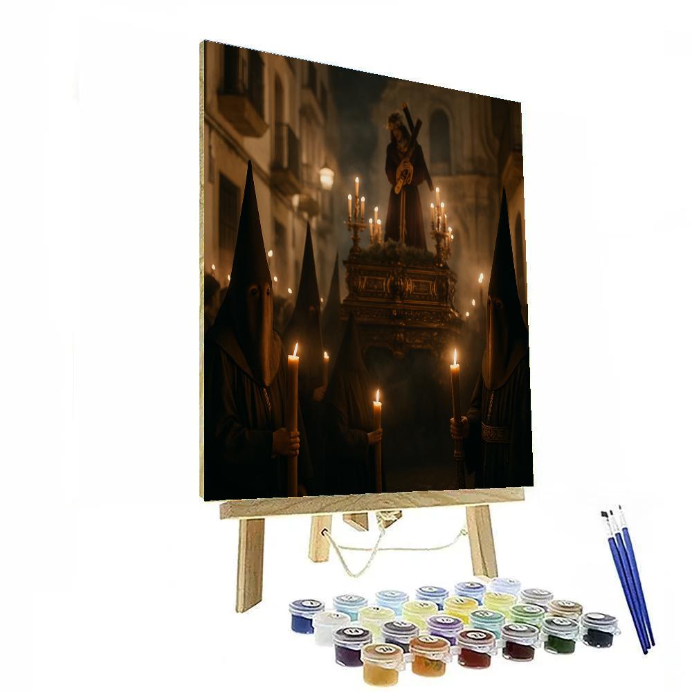 Semana Santa Procession Candlelit Numbered painting kits