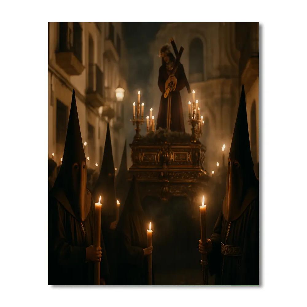 Semana Santa Procession Candlelit Numbered painting kits