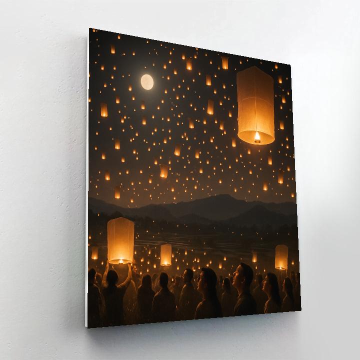 Lanterns Of Yi Peng Sky Number painting
