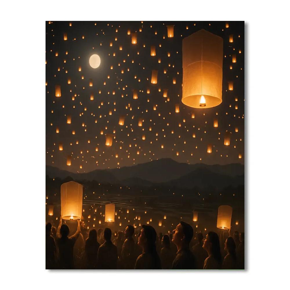Lanterns Of Yi Peng Sky Number painting