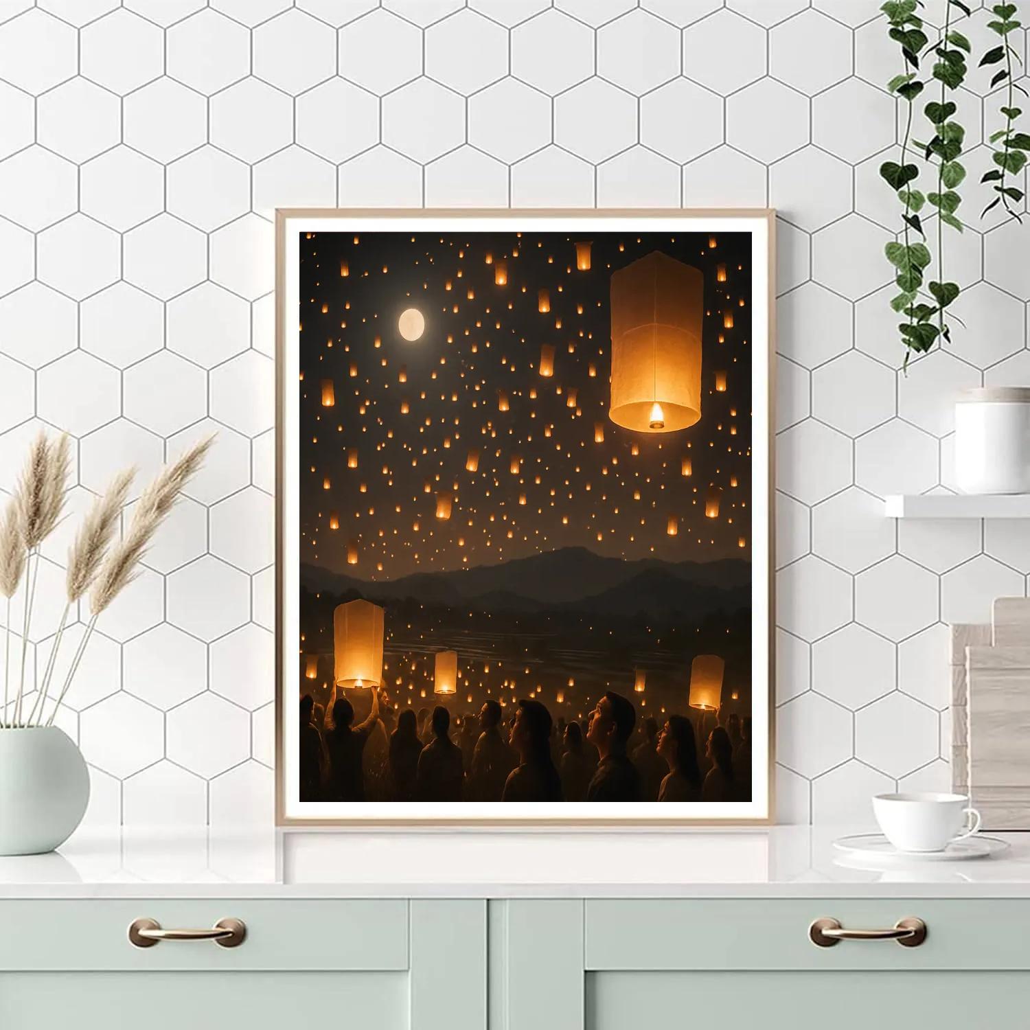 Lanterns Of Yi Peng Sky Number painting