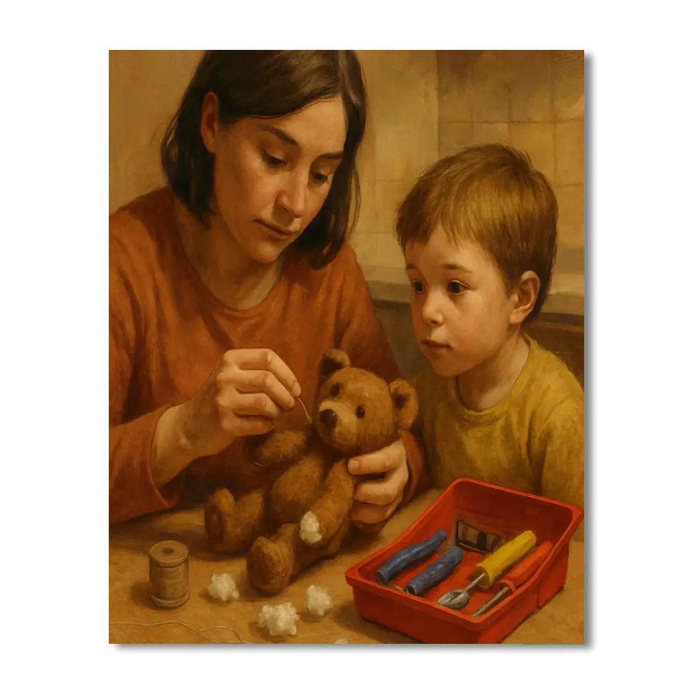 Repairing A Broken Toy Number painting