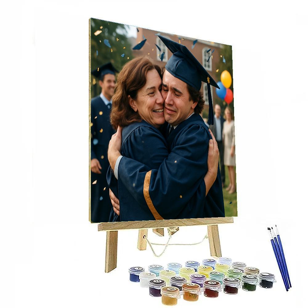 Graduation Cap Toss Hug paint by numbers
