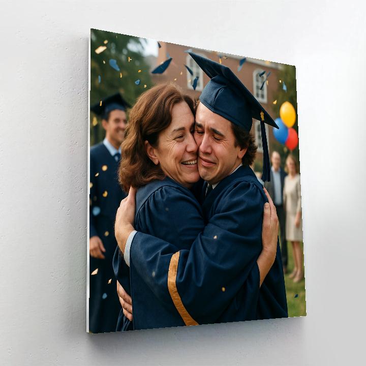 Graduation Cap Toss Hug paint by numbers