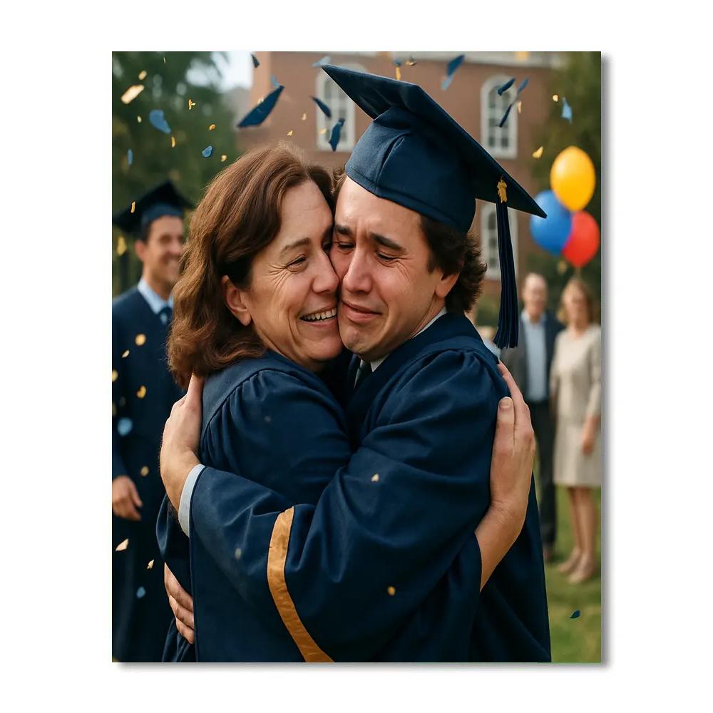 Graduation Cap Toss Hug paint by numbers