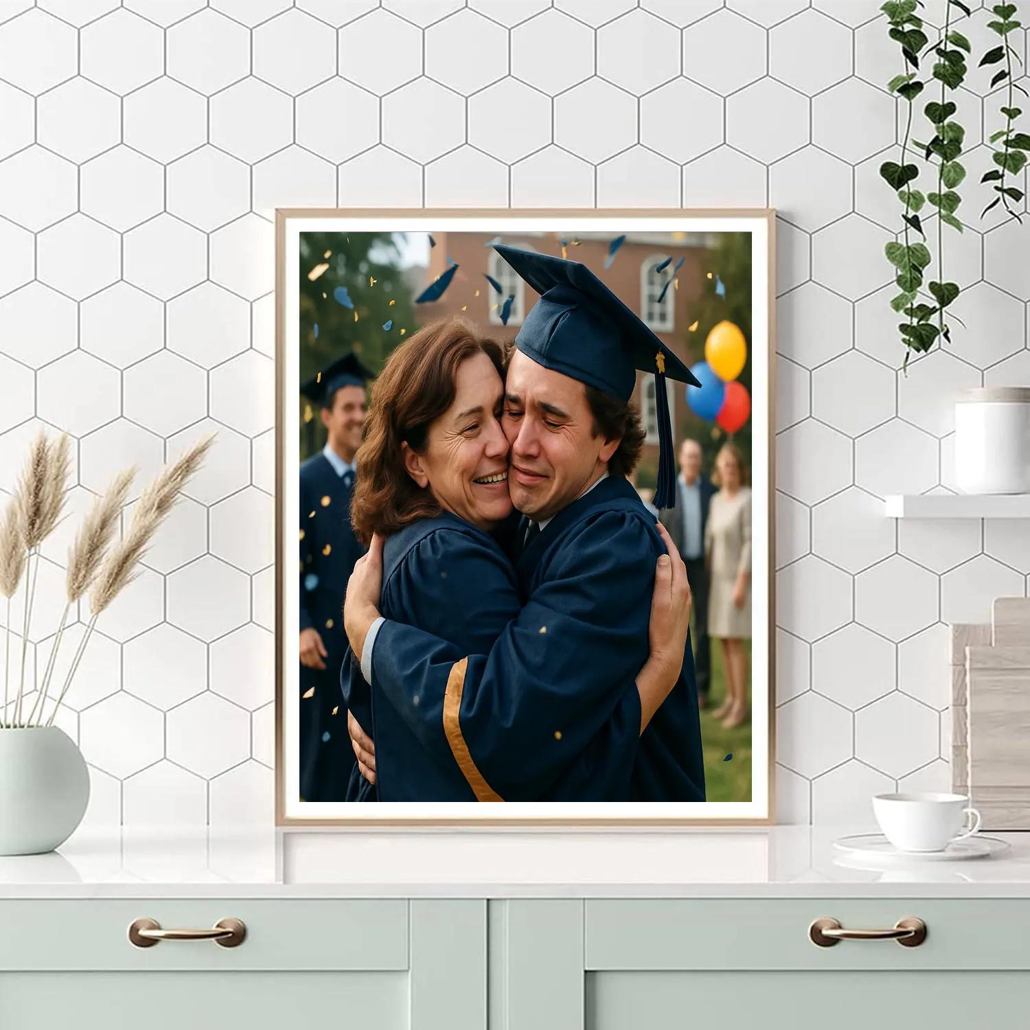 Graduation Cap Toss Hug paint by numbers