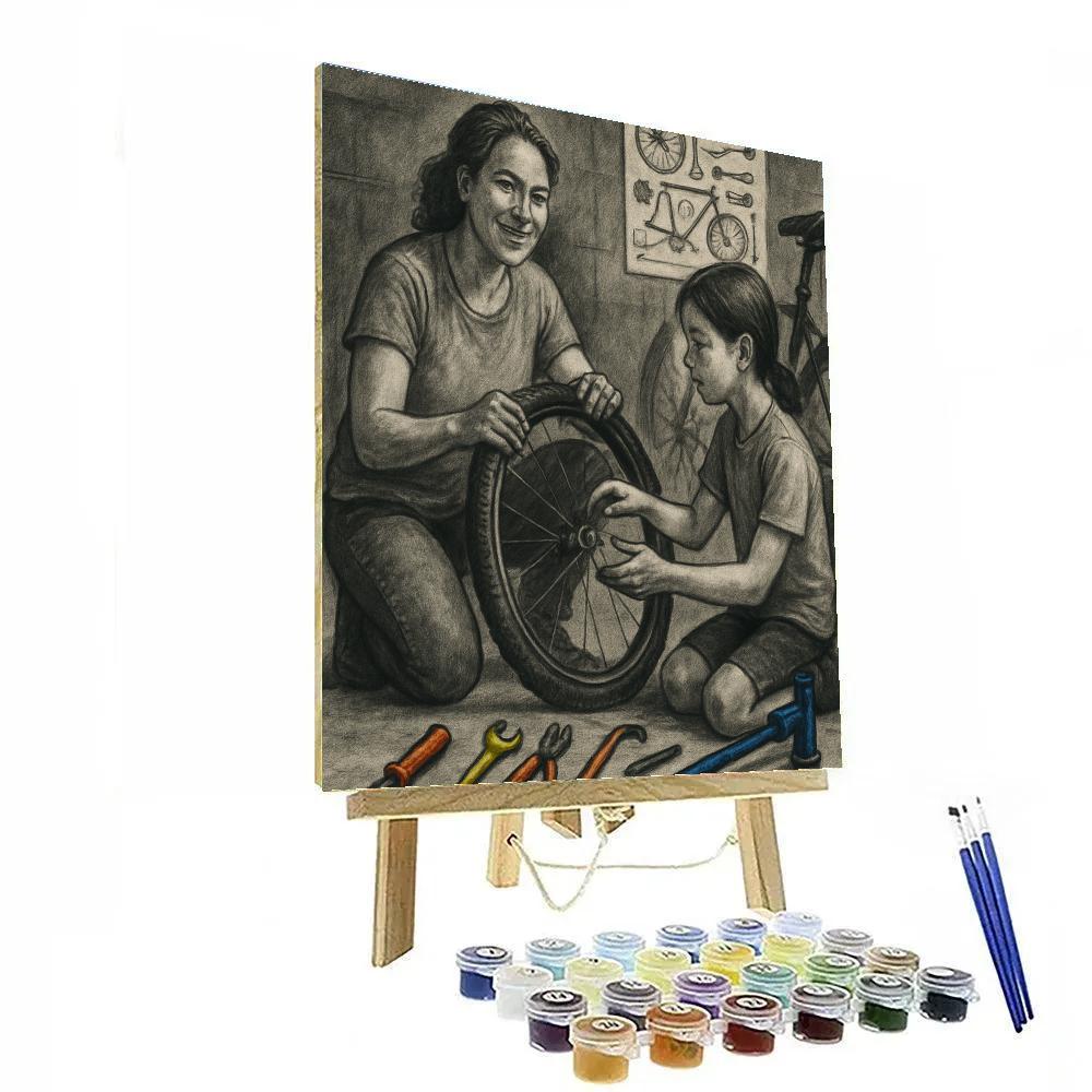 Bike Repair Garage Lesson Painting by numbers kit