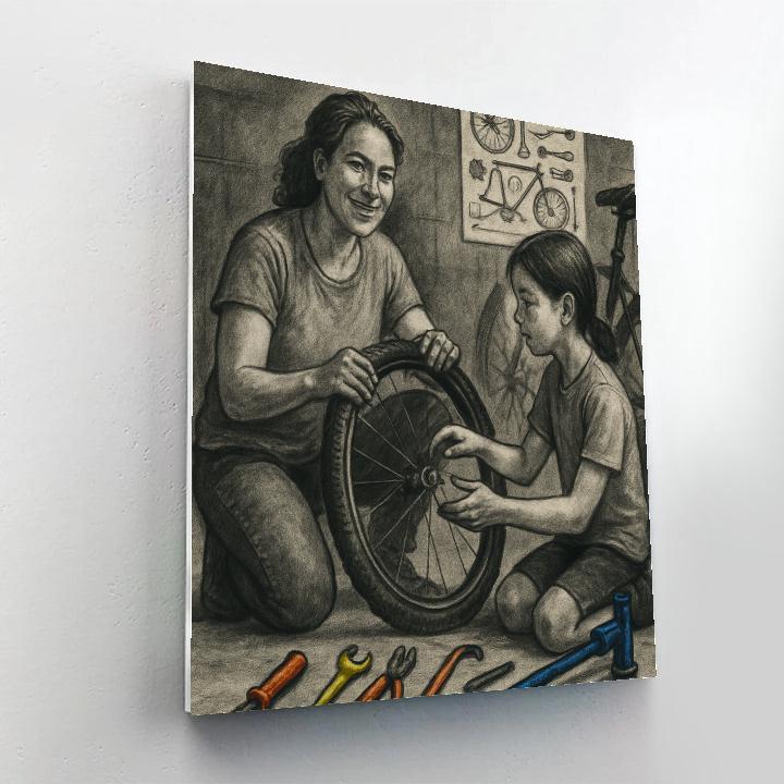 Bike Repair Garage Lesson Painting by numbers kit