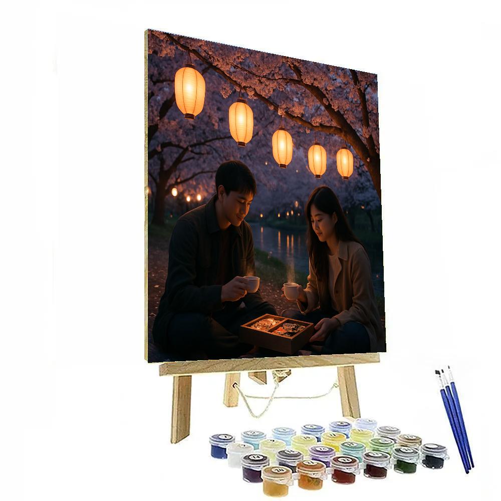 Hanami Cherry Blossom Evening Picnic Number painting