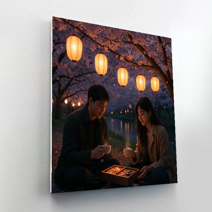 Hanami Cherry Blossom Evening Picnic Number painting