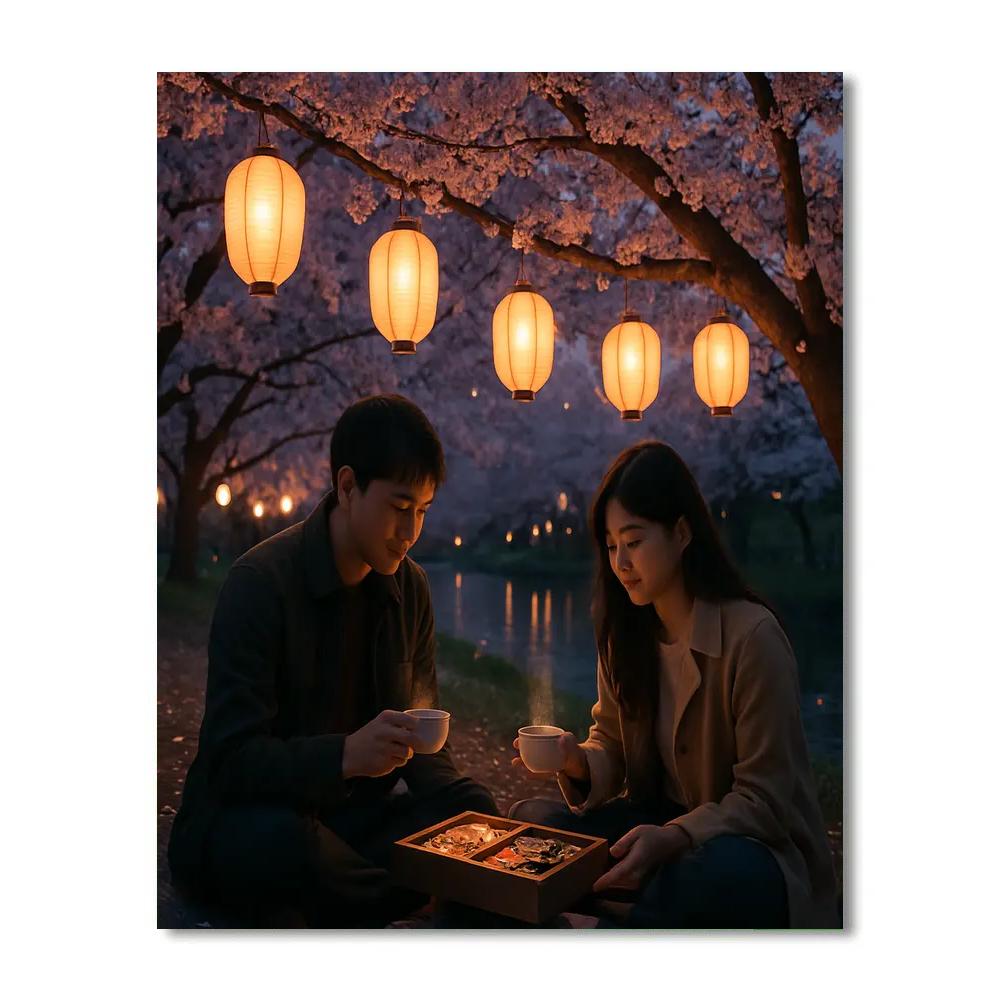 Hanami Cherry Blossom Evening Picnic Number painting