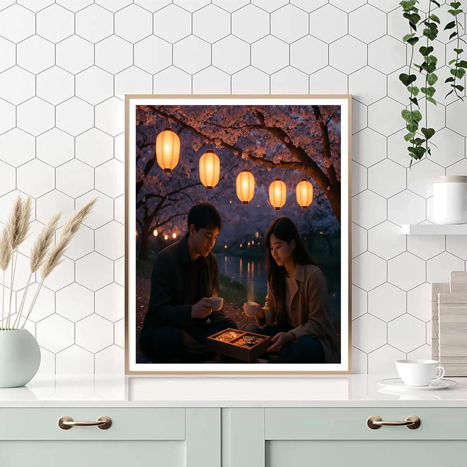 Hanami Cherry Blossom Evening Picnic Number painting