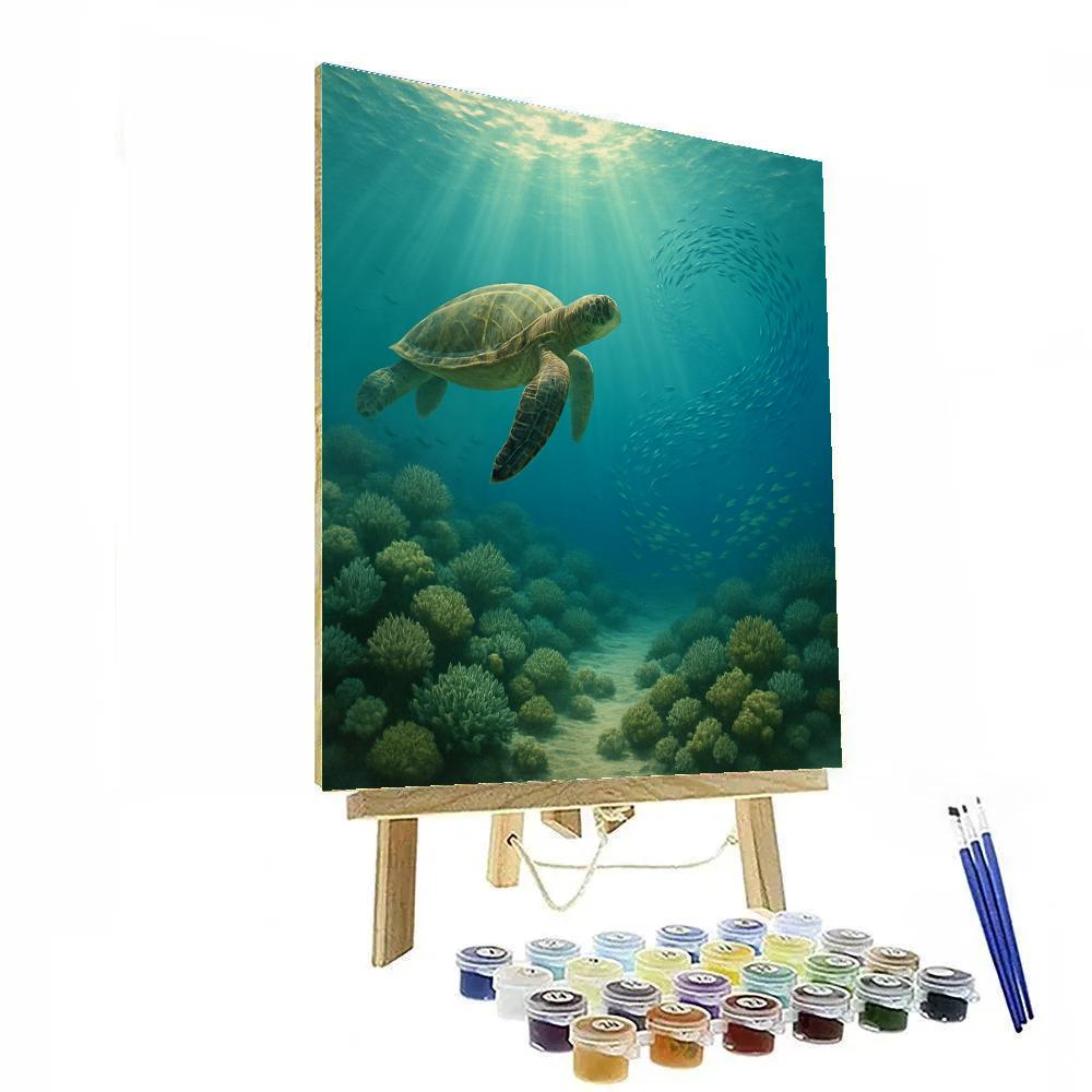 Sea Turtle Coral Drift painting number kit