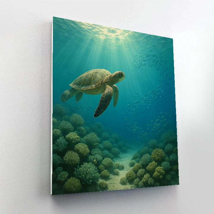 Sea Turtle Coral Drift painting number kit
