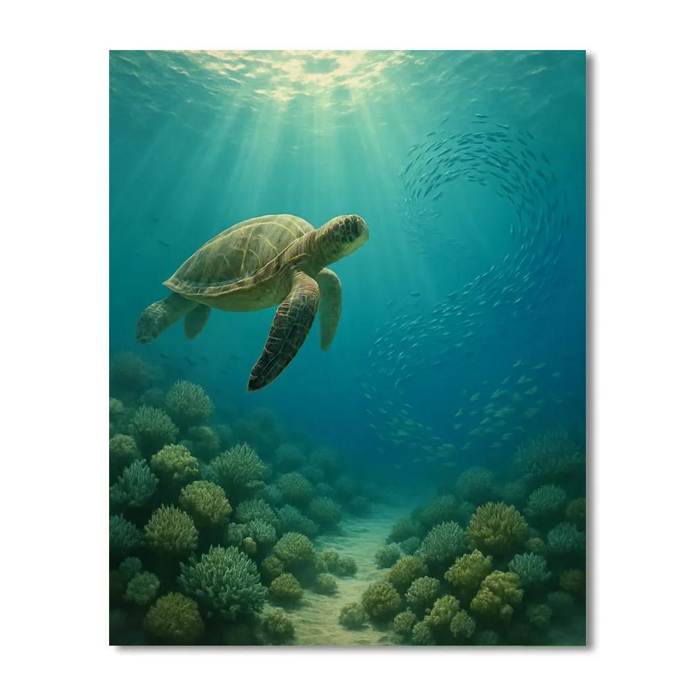 Sea Turtle Coral Drift painting number kit