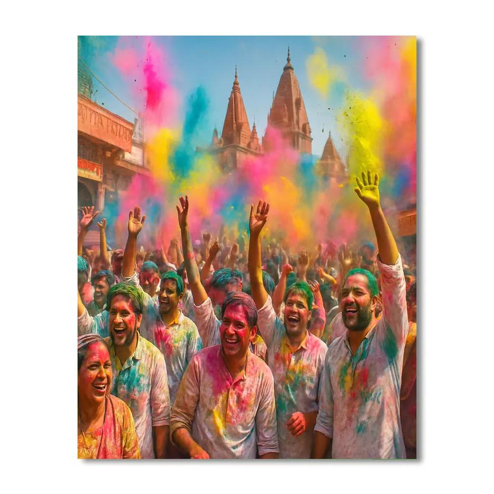 Holi Festival Color Splash In Mathura paint by numbers