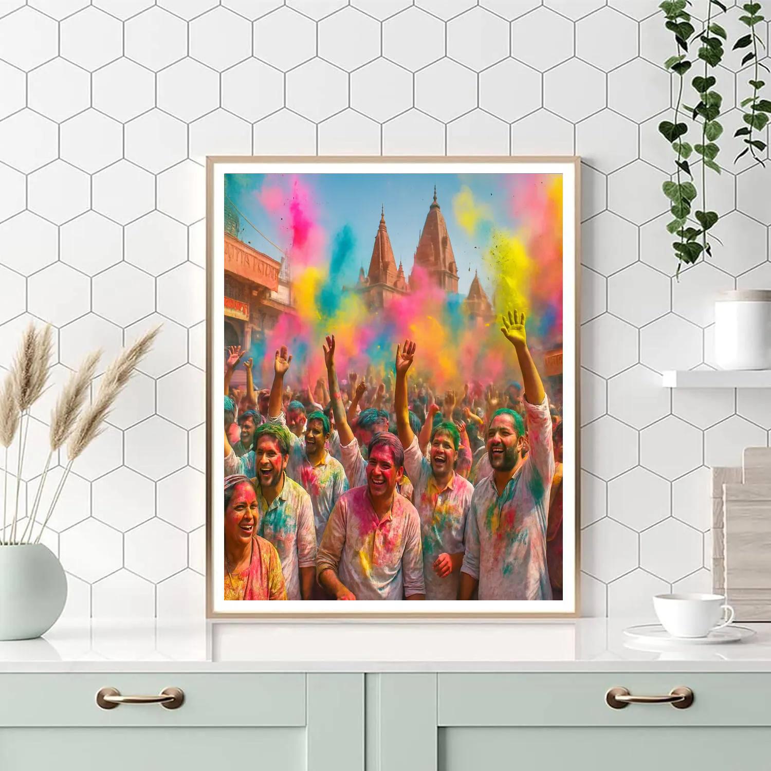 Holi Festival Color Splash In Mathura paint by numbers