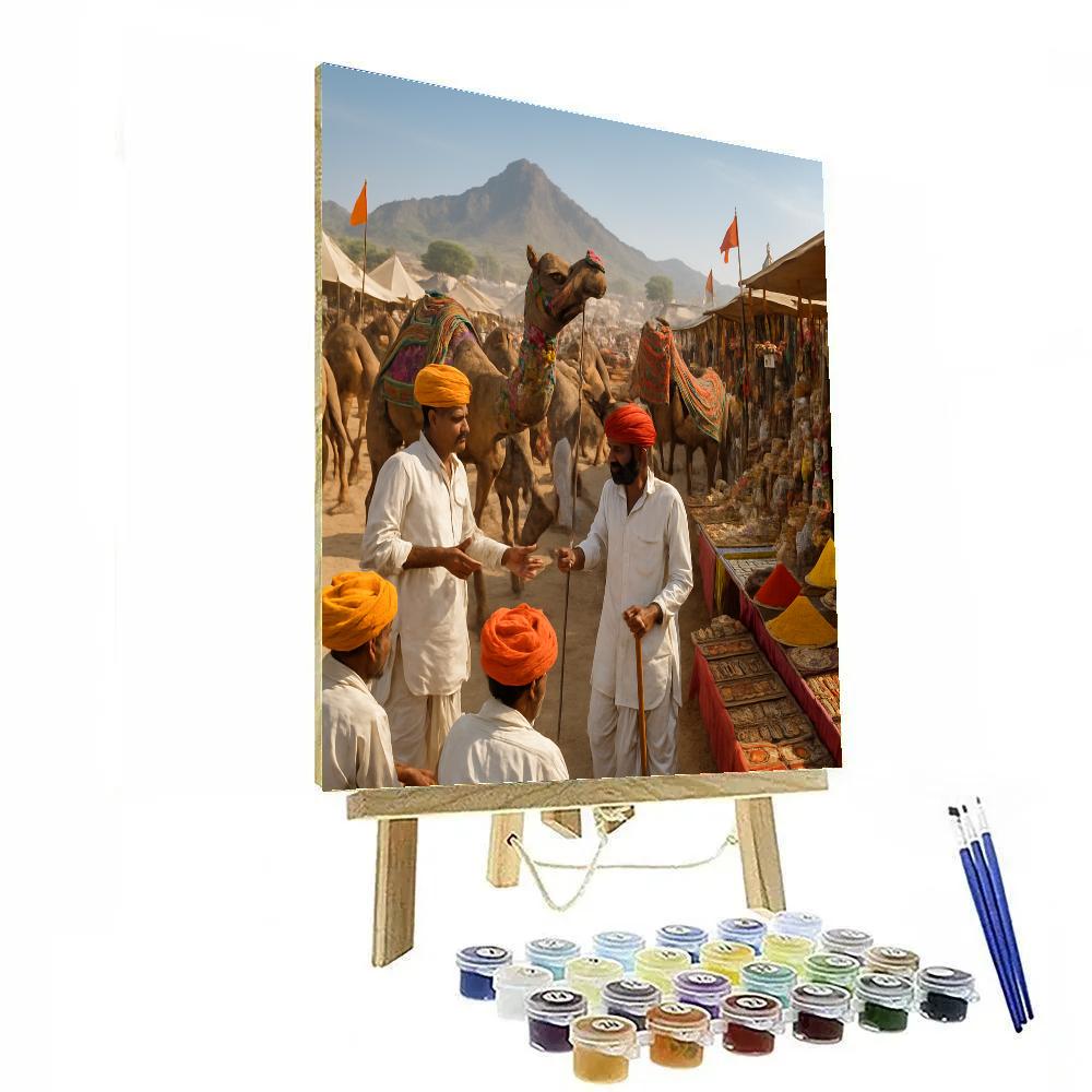 Pushkar Camel Fair In Rajasthan Market Paint by numbers kits