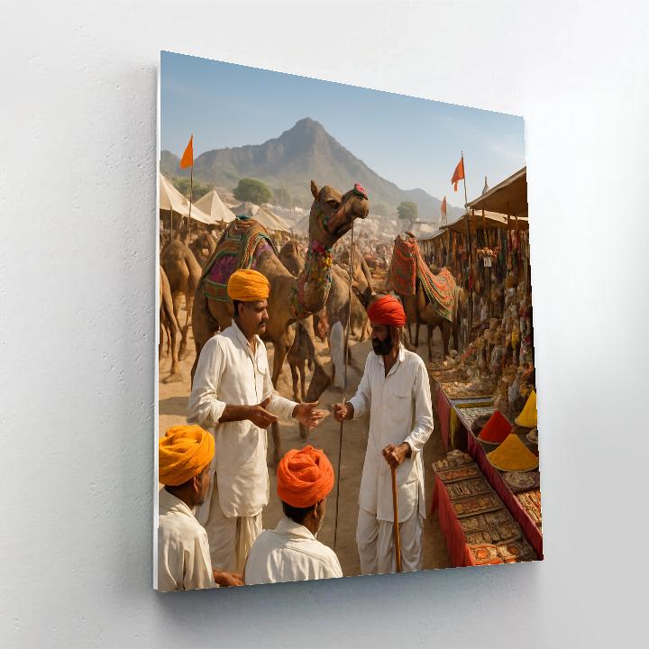 Pushkar Camel Fair In Rajasthan Market Paint by numbers kits